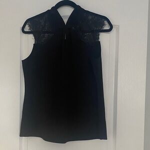 RW&CO. Black Sleeveless Lace Blouse